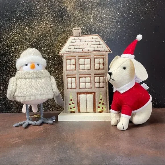 Festive Plush Bird and Dog with House Decor - Picture 6 of 6